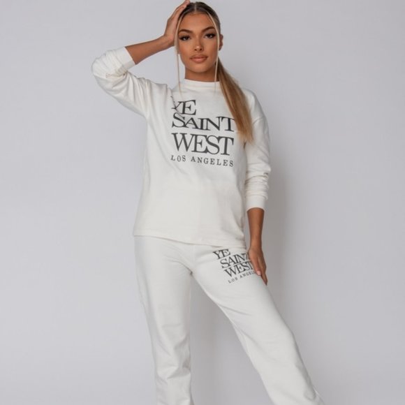 Parisian Works Pants - NWT White Ye Saint West Sweatshirt & Jogger Lounge
